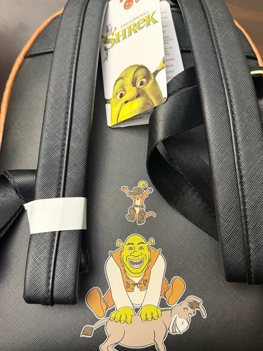Loungefly Shrek Donkey and Puss in Boots Trio Triple Pocket/Zip Backpack NWT 💚 - Picture 8 of 12